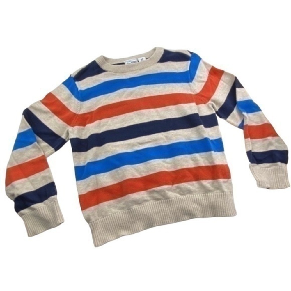 The Childrens‎ Place Boys Top Long Sleeve Oatmeal Orange Blue Striped Sweater
